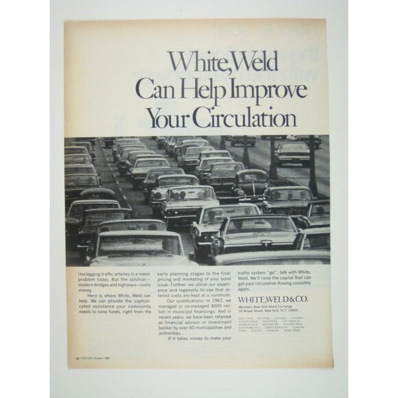 1968 Vintage White Weld Co Print Ad Traffic VW Bug Cars Automobiles - Picture 1 of 2